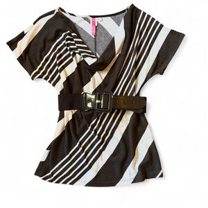 Stylish Brown and White Striped Women's Top